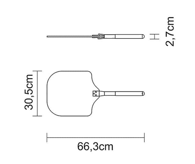 مجرفة بيتزا معدنية طبيعية من ترامونتينا بمقبض قصير