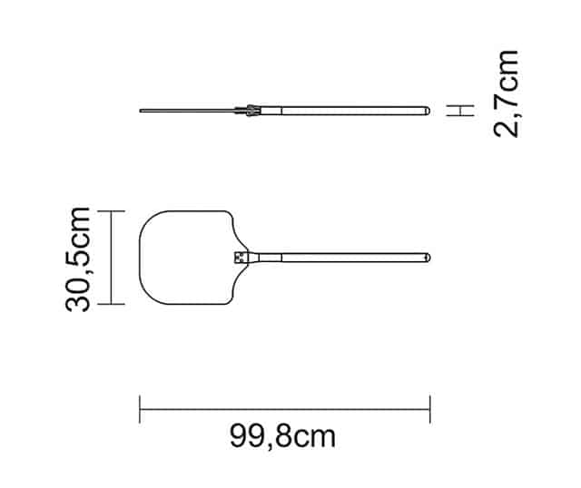 مجرفة بيتزا معدنية طبيعية من ترامونتينا بمقبض قصير