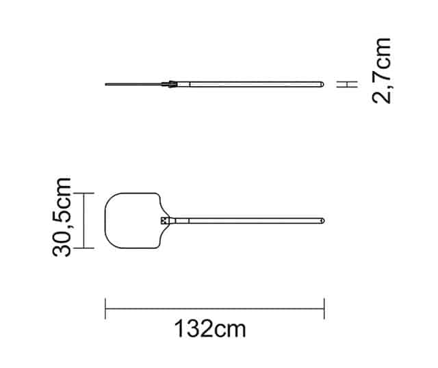 مجرفة بيتزا معدنية طبيعية من ترامونتينا بمقبض قصير