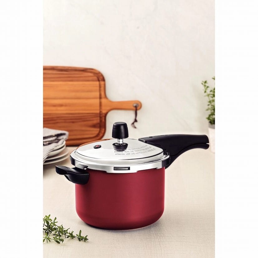 Tramontina Vancouver 20cm 4.5L Red Aluminum Pressure Cooker with Interior and Exterior Starflon Max PFOA Free Nonstick Coating