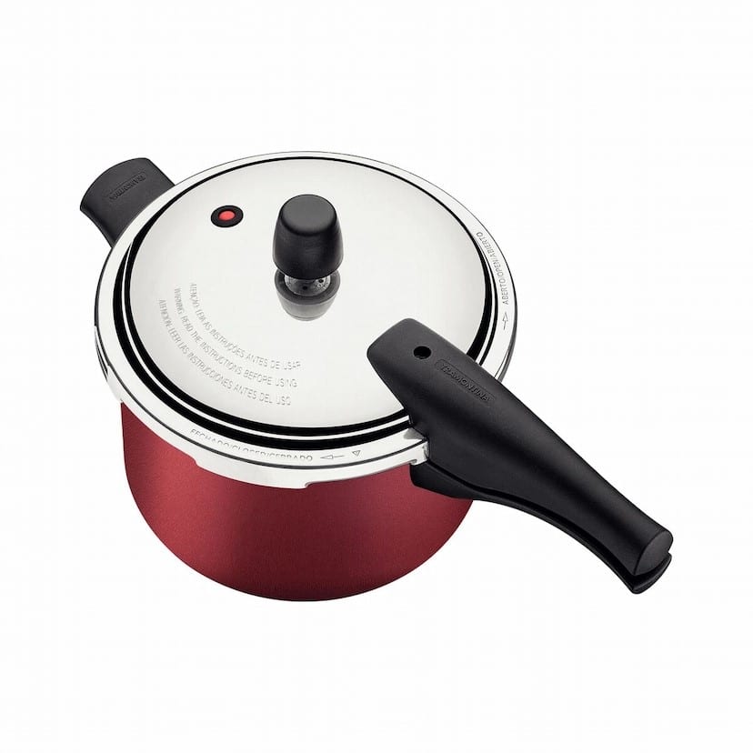 Tramontina Vancouver 20cm 4.5L Red Aluminum Pressure Cooker with Interior and Exterior Starflon Max PFOA Free Nonstick Coating