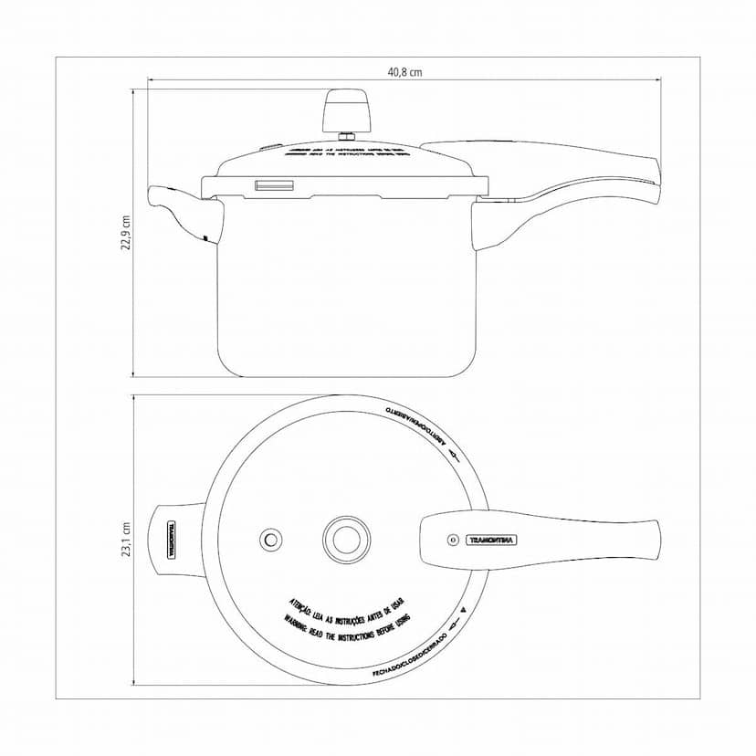 Tramontina Vancouver 20cm 4.5L Red Aluminum Pressure Cooker with Interior and Exterior Starflon Max PFOA Free Nonstick Coating