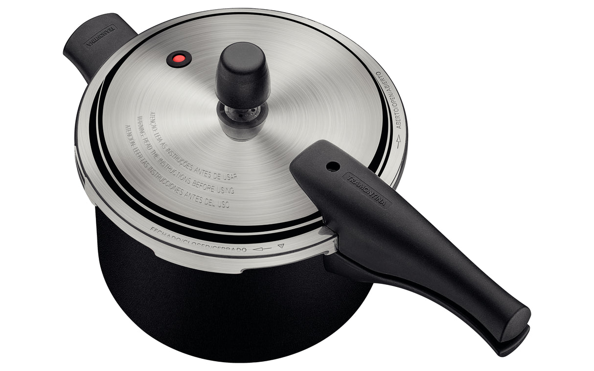 Tramontina Vancouver Effect Black Aluminum Pressure Cooker with Interior and Exterior Starflon Max Nonstick Coating, 20 cm, 4.5 L 20591420
