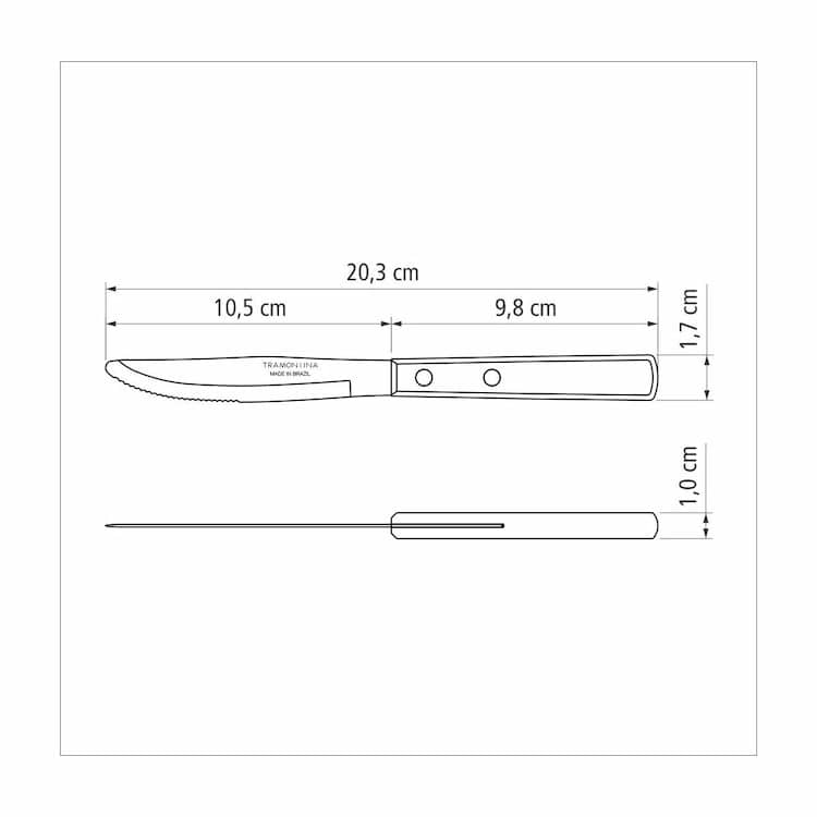 Tramontina Polywood 4 Inches Table Knife with Stainless Steel Blade and Red Dishwasher Safe Treated Handle