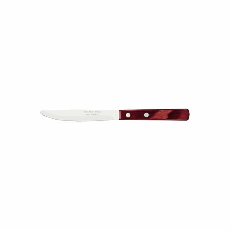 Tramontina Polywood 4 Inches Table Knife with Stainless Steel Blade and Red Dishwasher Safe Treated Handle