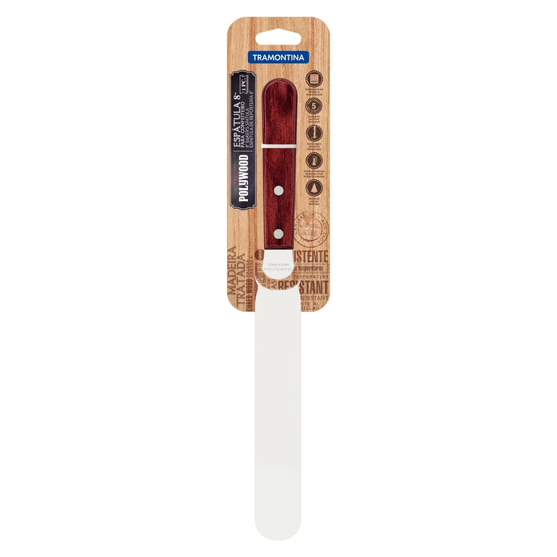 Tramontina Offset Spatula with Stainless-Steel Blade and Treated Red Polywood Handle 8"
