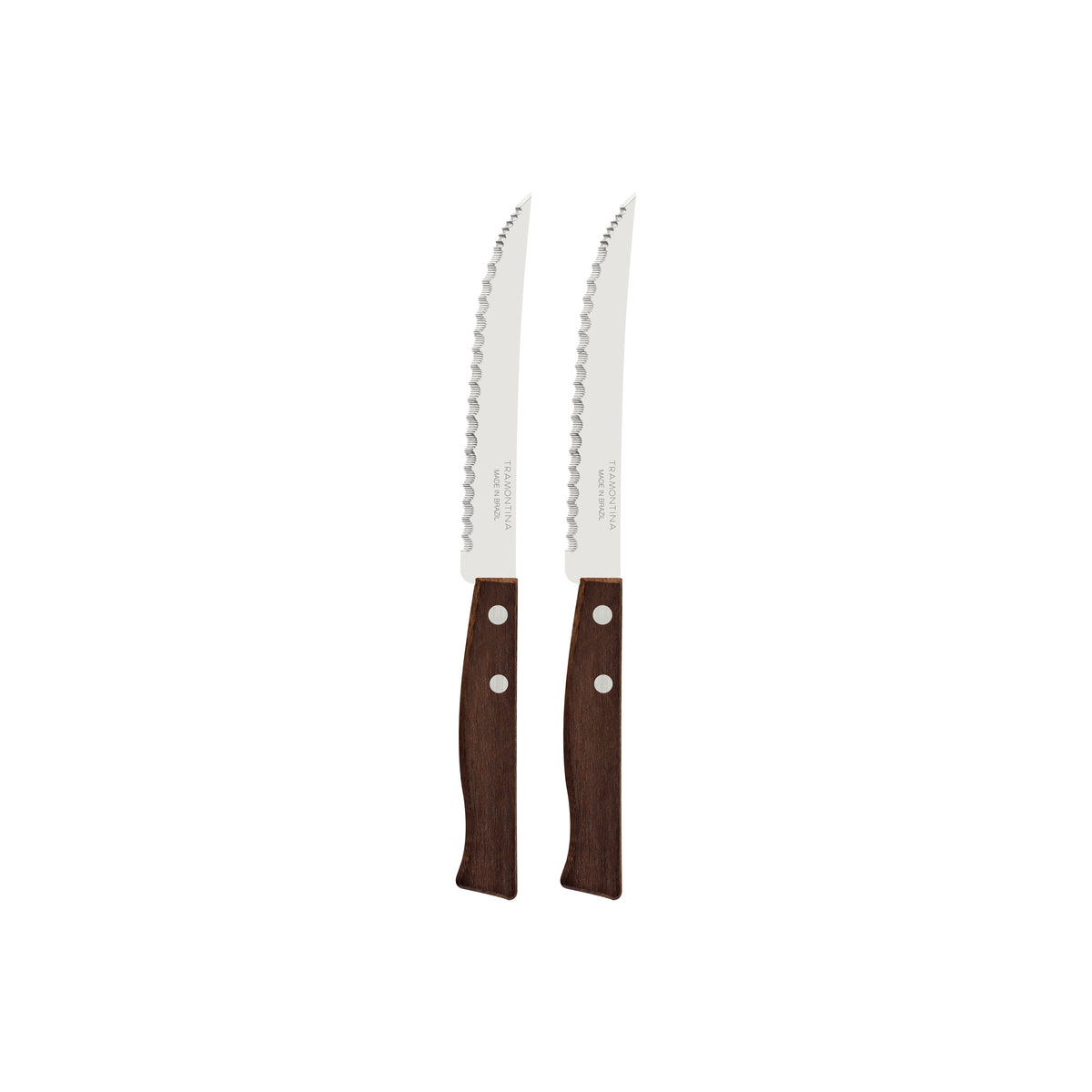 Tramontina Tradicional 2-Piece Set of Steak Knives with Micro-Serrated Stainless-Steel Blades and Natural Wood Handles