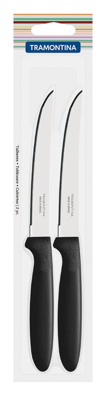 Tramontina Ipanema stainless steel steak knife set with black polypropylene handles 2 pc set