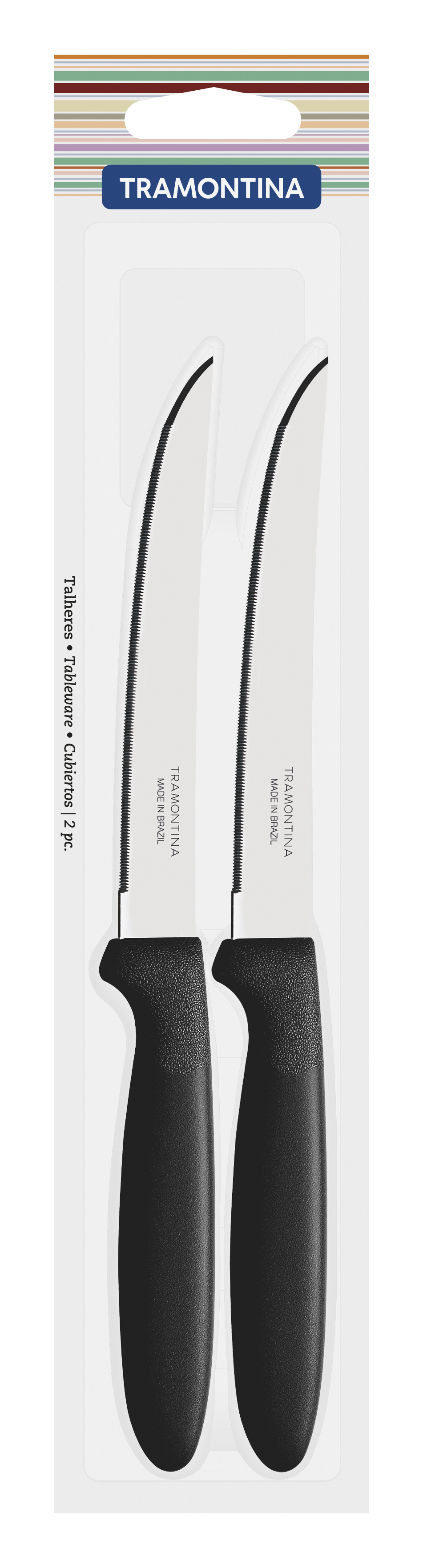 Tramontina Ipanema stainless steel steak knife set with black polypropylene handles 2 pc set