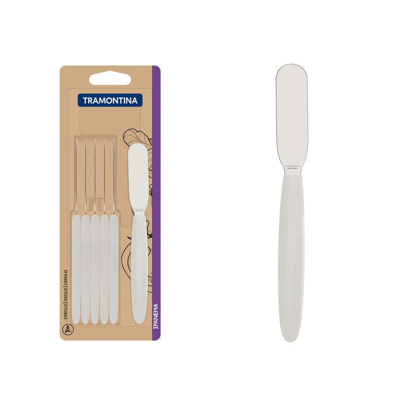 Tramontina Ipanema stainless steel butter spreader set with white polypropylene handles, 6 pcs