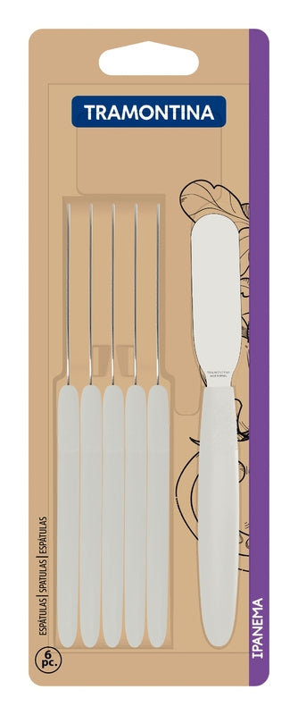 Tramontina Ipanema stainless steel butter spreader set with white polypropylene handles, 6 pcs