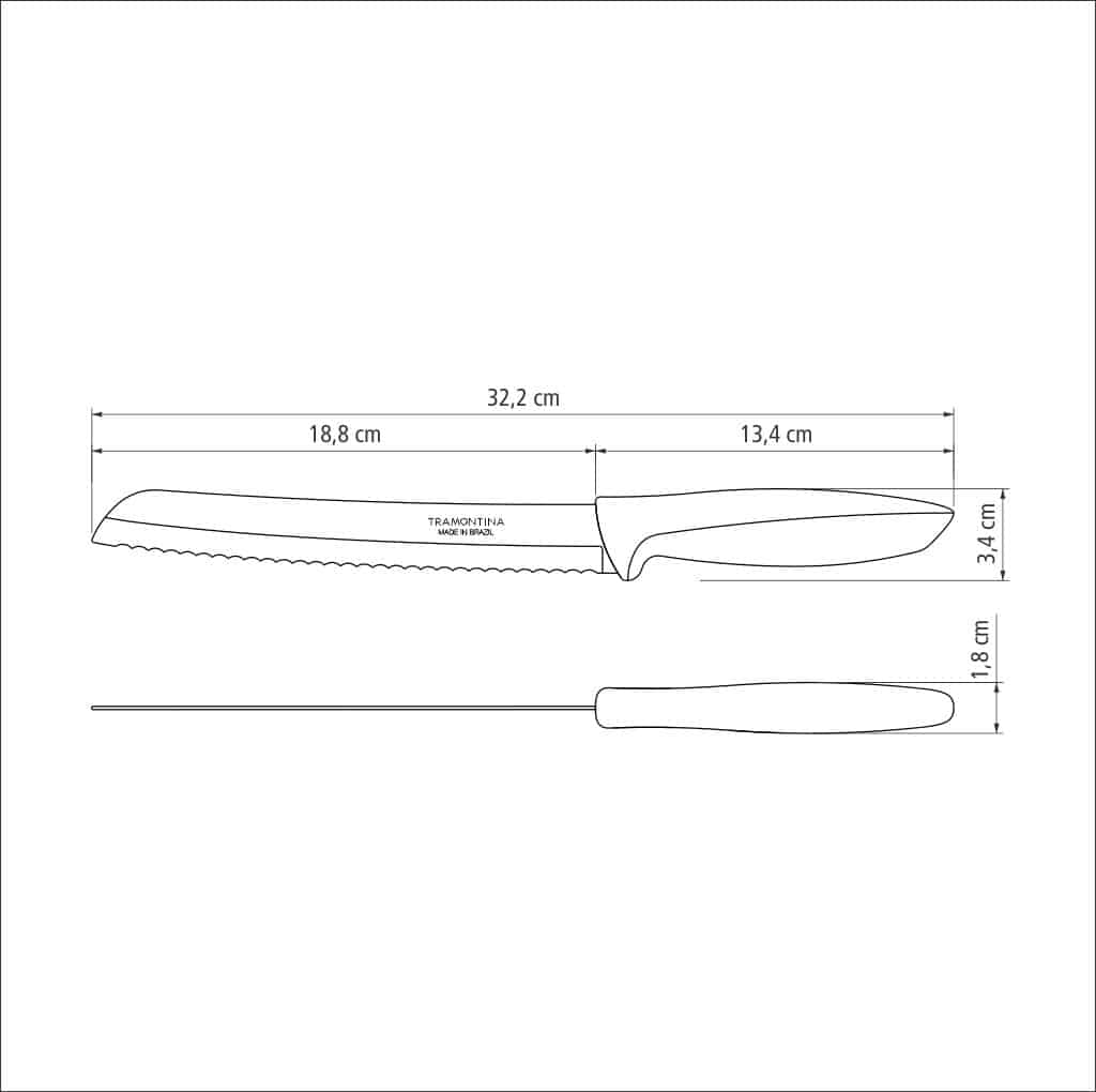 Tramontina Plenus 8 Inches Bread Knife with Stainless Steel Blade and White Polypropylene Handle