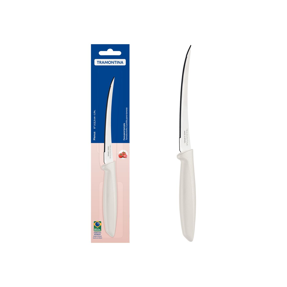 Tramontina Plenus 5 Inches Tomato Knife with Stainless Steel Blade and White Polypropylene Handle