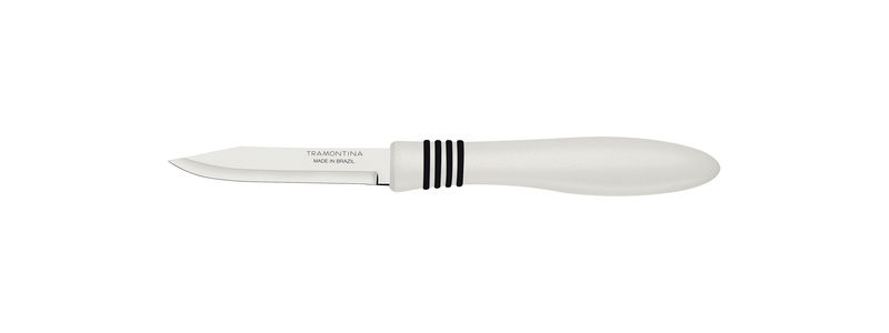 Tramontina Cor&Cor 2 Pieces Paring Knife Set with Stainless Steel Blade and White Polypropylene Handle