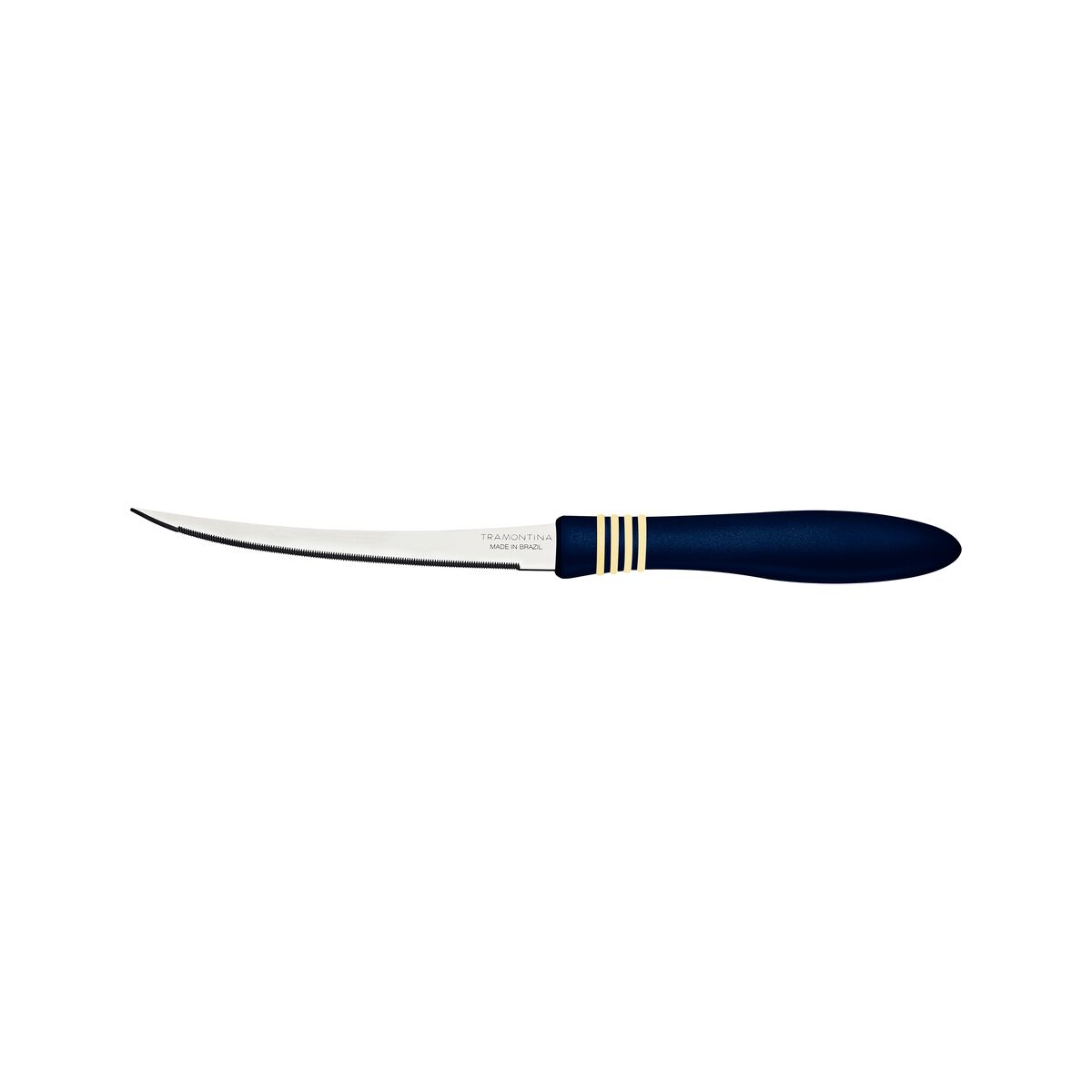 Tramontina Cor&Cor 2 Pieces Tomato Knife Set with Stainless Steel Blade and Dark Blue Polypropylene Handle