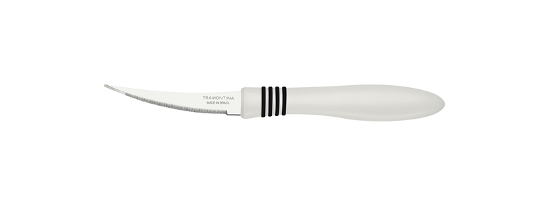 Tramontina Cor&Cor 2 Pieces Tomato Knife Set with Stainless Steel Blade and White Polypropylene Handle