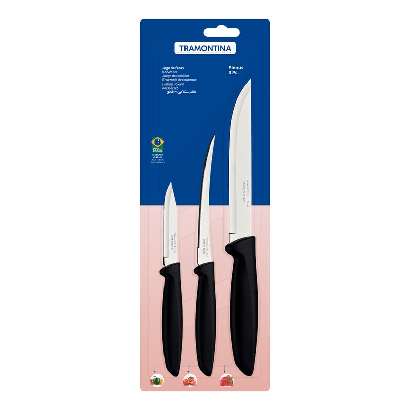 Tramontina Plenus 6-Piece Knife Set with Stainless-Steel Blades and Black Polypropylene Handles