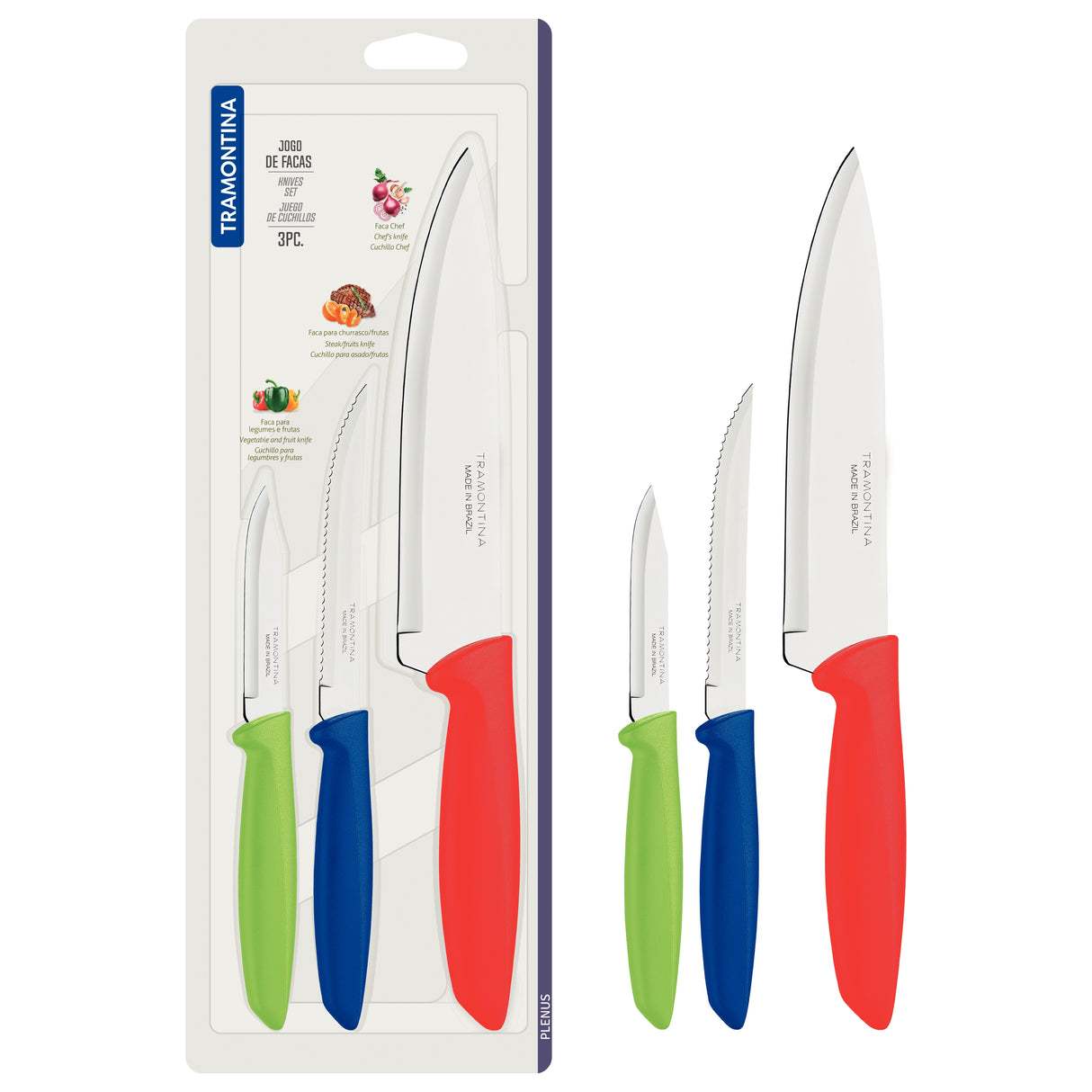 Tramontina 3 Pcs Knives Set Plenus
