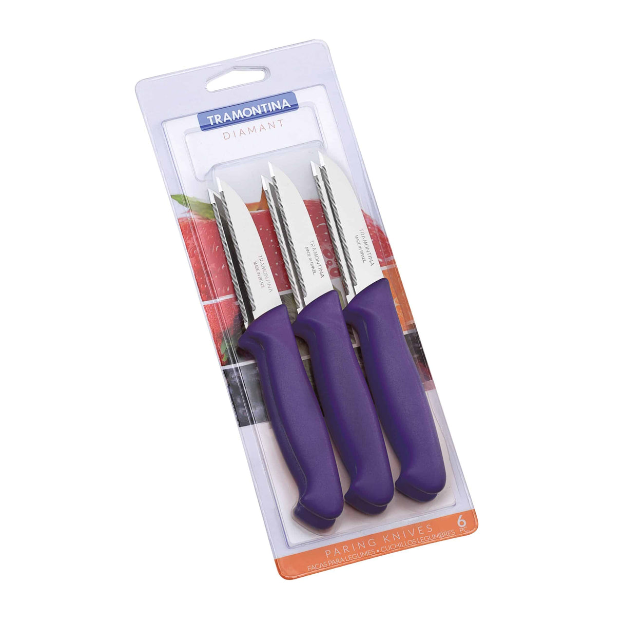 طقم سكاكين تقشير ترامونتينا ديامانت، 6 قطع، بشفرة من الفولاذ المقاوم للصدأ ومقبض من البولي بروبيلين