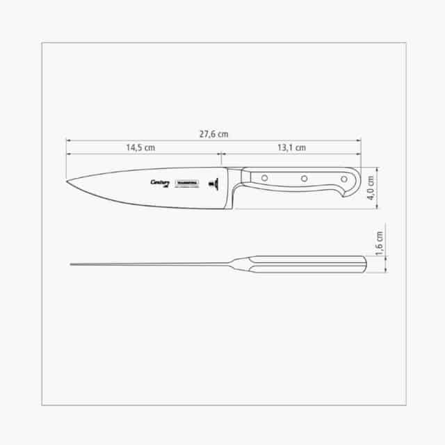 Tramontina Century 6 Inches Chef Knife with Stainless Steel Blade and Black Polycarbonate Handle