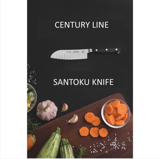 Tramontina Century 7 Inches Santoku Knife with Stainless Steel Blade and Black Polycarbonate Handle