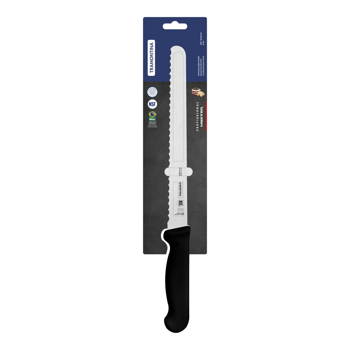 Tramontina Professional 10" Knife for Cold Cuts with Stainless-Steel Blade and Black Polypropylene Handle