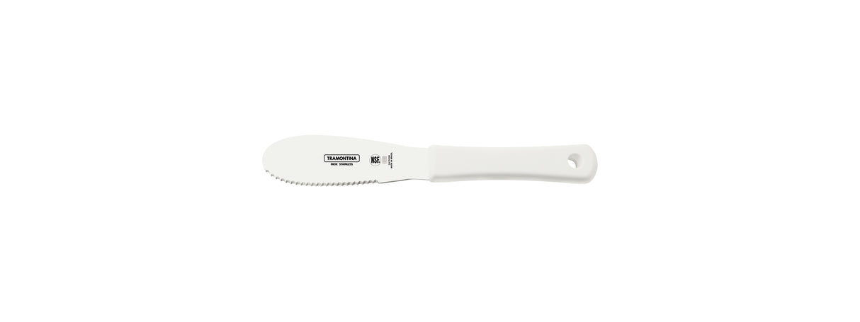 Tramontina Professional 4x1.1/4-inch Spatula with Serrated Edge Stainless Steel Blade and White Polypropylene Handle