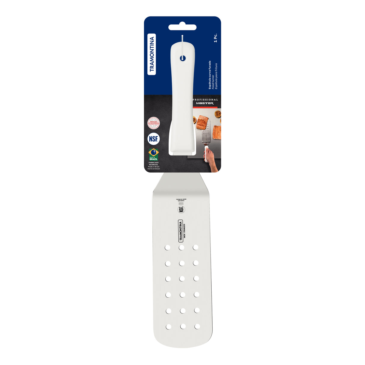 Tramontina Professional Master Frying Spatula with Stainless Steel Blade and White Polypropylene Handle 9x3"