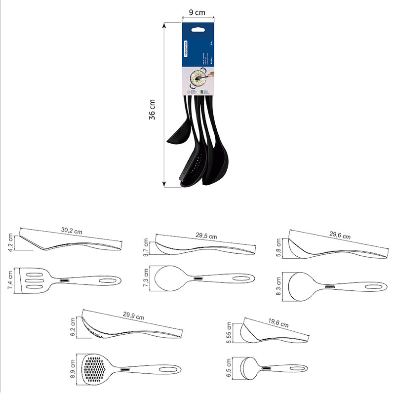 Tramontina Ability 5-Pieces Black Nylon Utensil Set