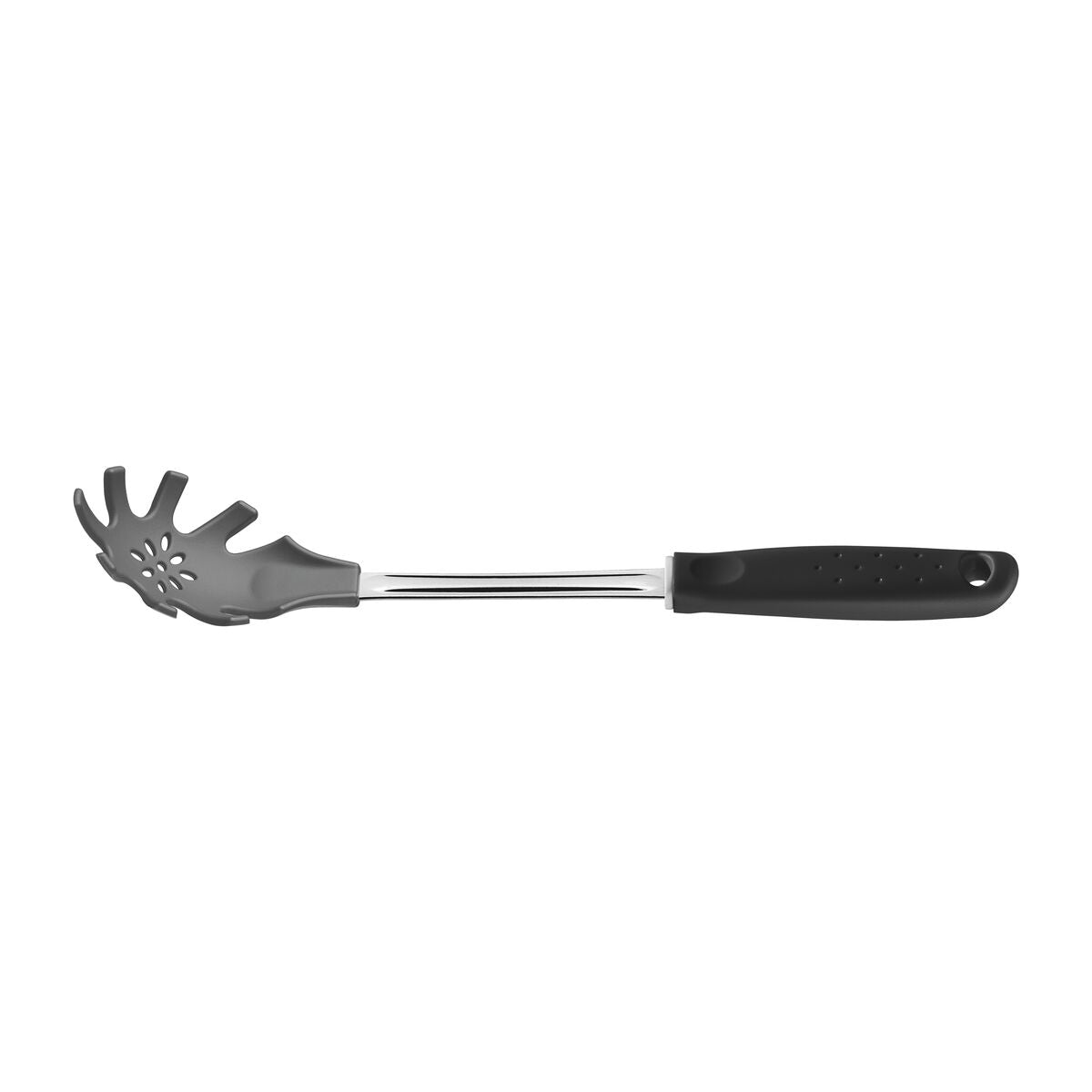 Tramontina Utilita Gray Nylon Pasta Server with Stainless Steel Shank and Black Polypropylene Handle