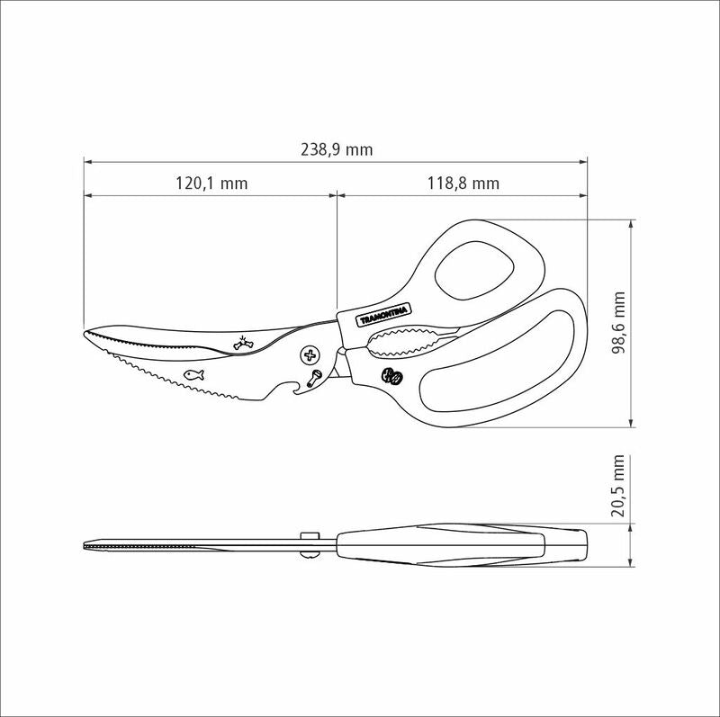 Tramontina Carving Scissors with Stainless-Steel Blades and Balck Polypropylene Handle, 8"