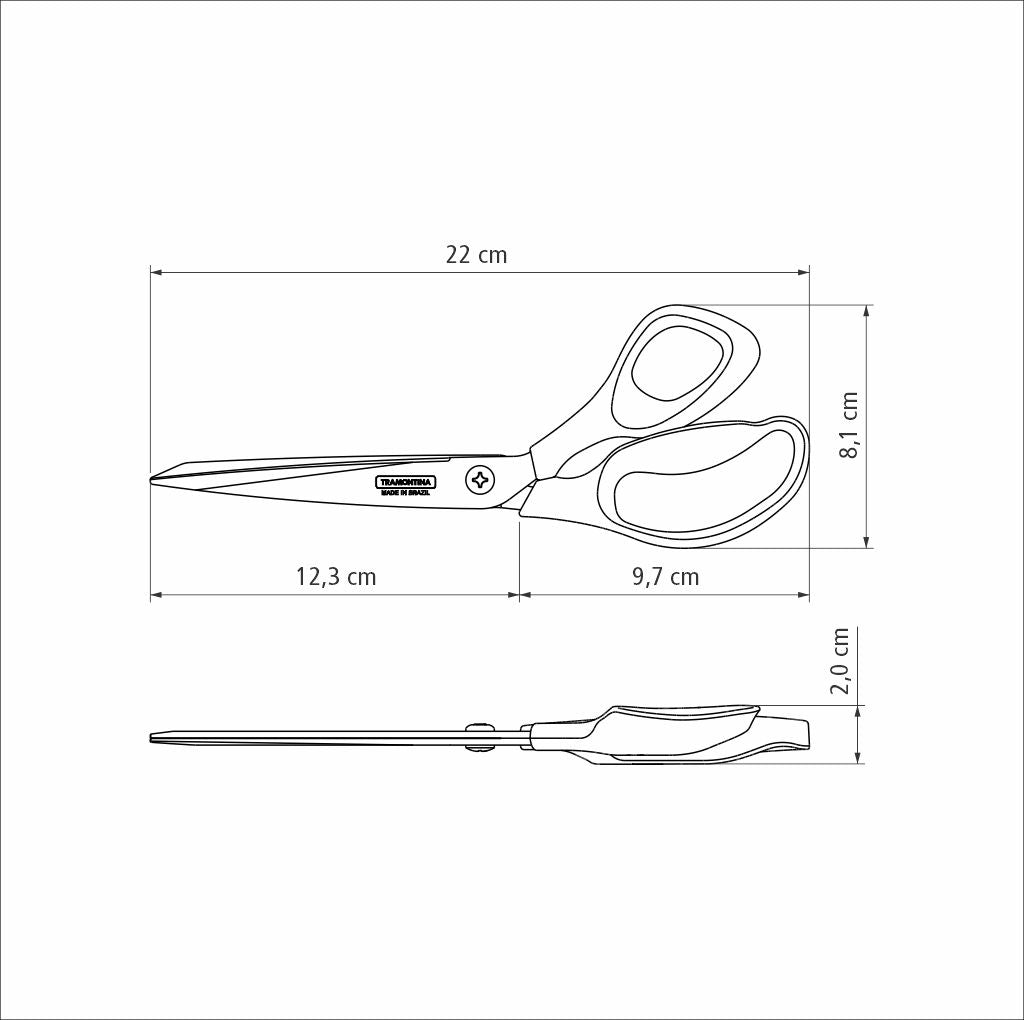 Tramontina Sewing Scissors with Stainless-Steel Blades and Onyx Polypropylene Handle, 8"