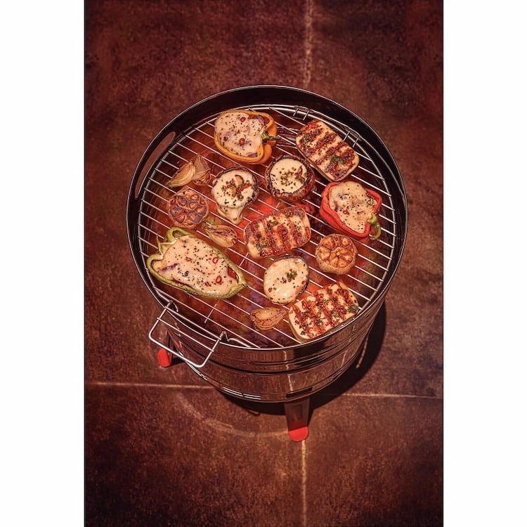 شواية فحم من الفولاذ المقاوم للصدأ من ترامونتينا TCP-400L مع صينية فحم من الفولاذ المطلي بالمينا