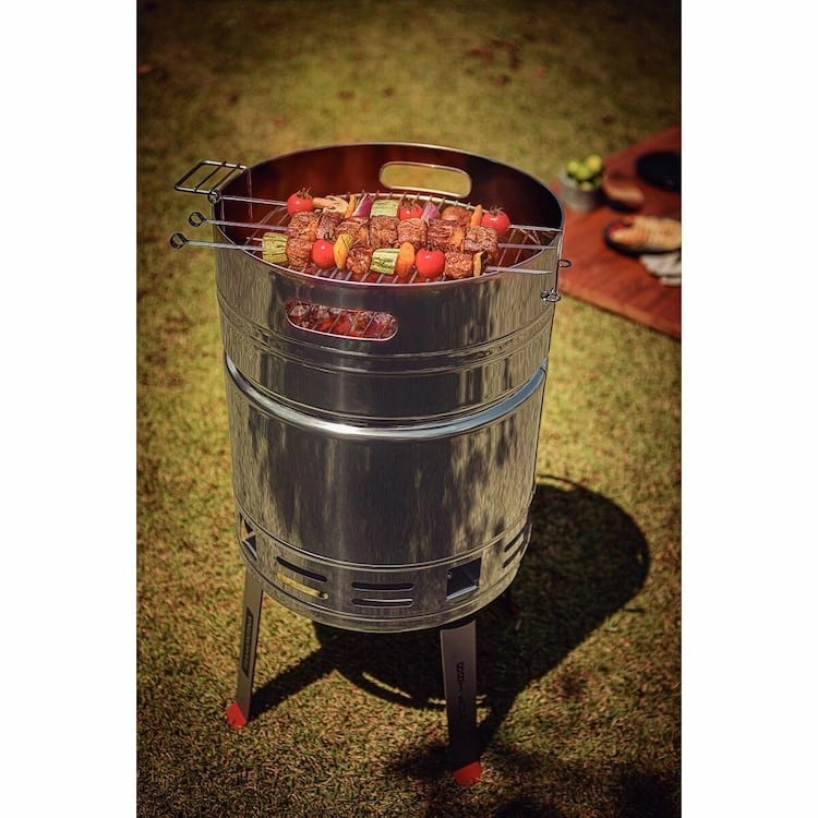 شواية فحم من الفولاذ المقاوم للصدأ من ترامونتينا TCP-400L مع صينية فحم من الفولاذ المطلي بالمينا