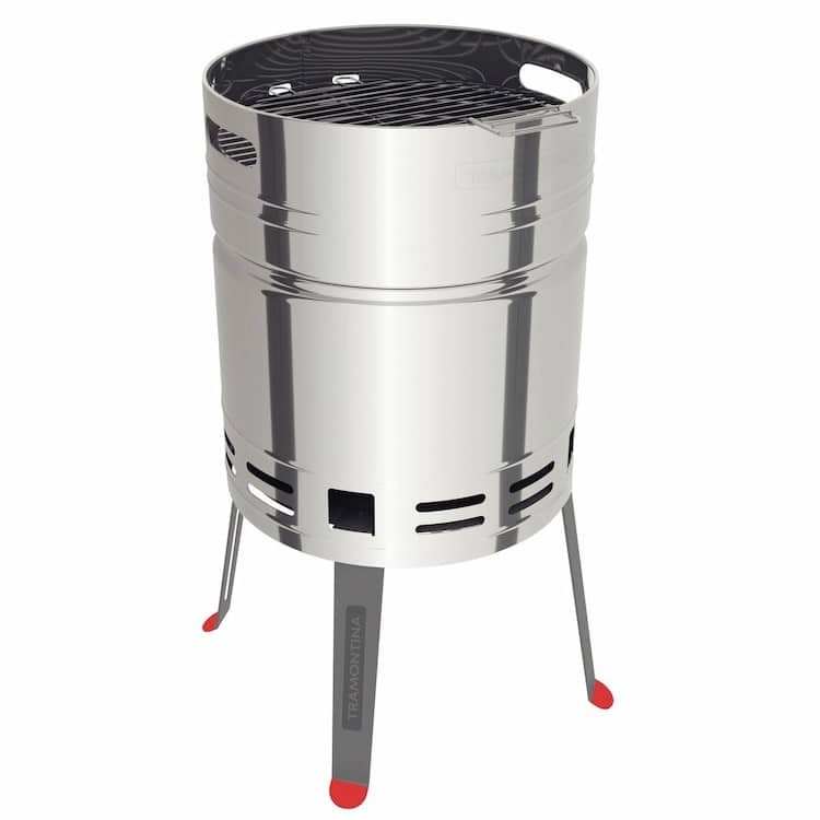 شواية فحم من الفولاذ المقاوم للصدأ من ترامونتينا TCP-400L مع صينية فحم من الفولاذ المطلي بالمينا