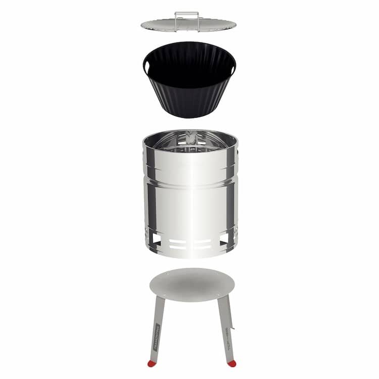 شواية فحم من الفولاذ المقاوم للصدأ من ترامونتينا TCP-400L مع صينية فحم من الفولاذ المطلي بالمينا