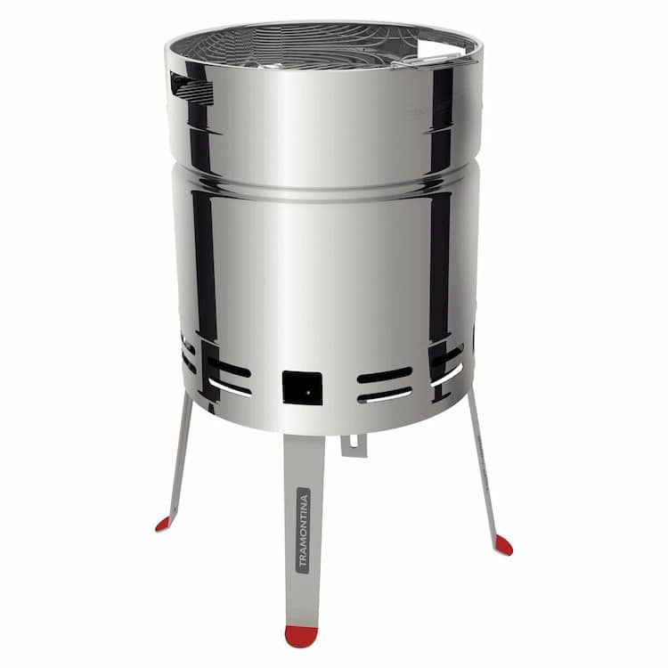 شواية فحم من الفولاذ المقاوم للصدأ من ترامونتينا TCP-400L مع صينية فحم من الفولاذ المطلي بالمينا