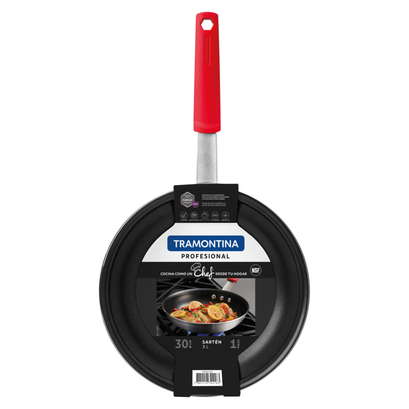 Tramontina Aluminum Frying Pan with Starflon Premium Internal Coating and Brushed Exterior, 30 cm, 3 L
