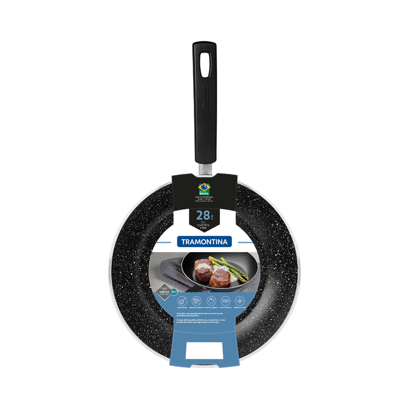 Tramontina Sicília Black Aluminum Frying Pan with Interior and Exterior Starflon Excellent Nonstick Coating 28 cm 2 L