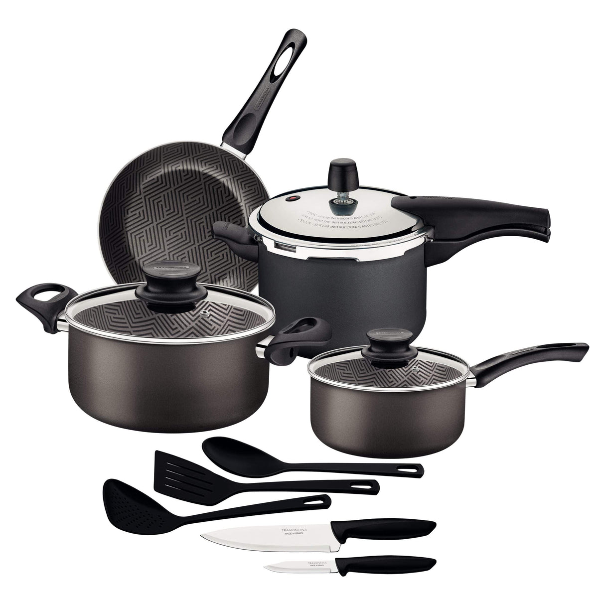 Tramontina Paris 12 Pieces Lead-Colored Aluminum Cookware Set