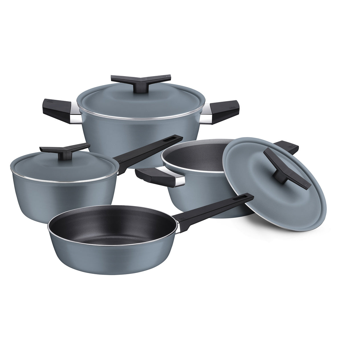 Tramontina Spezia Induction 4-piece Slate Blue Aluminum Cookware set With Interior and Exterior Starflon Excellent