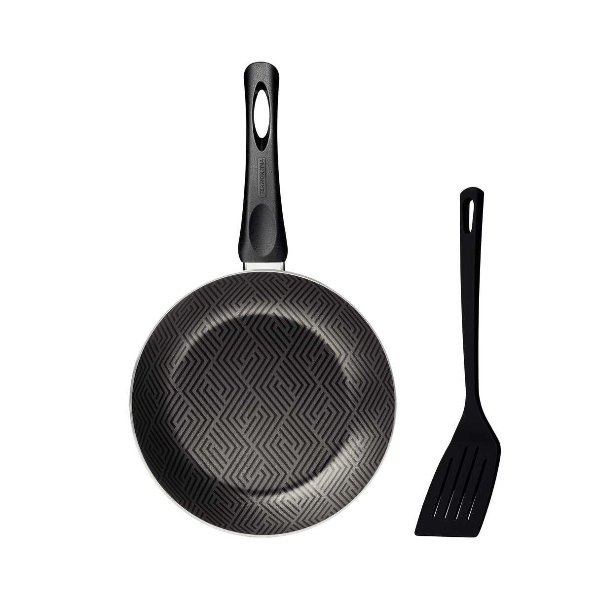 Tramontina Paris Aluminum Frying Pan with Interior and Exterior Starflon Max Lead Nonstick Coating with a Nylon Spatula