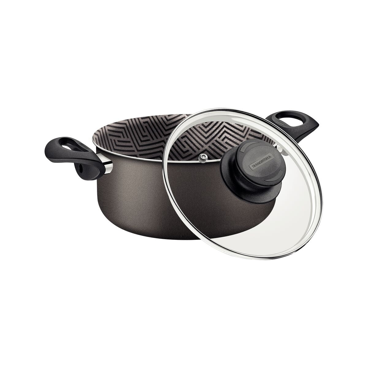 Tramontina Paris Aluminum Casserole with Interior and Exterior Starflon Max Lead Nonstick Coating with a Glass Lid, 20 cm 2,9 L