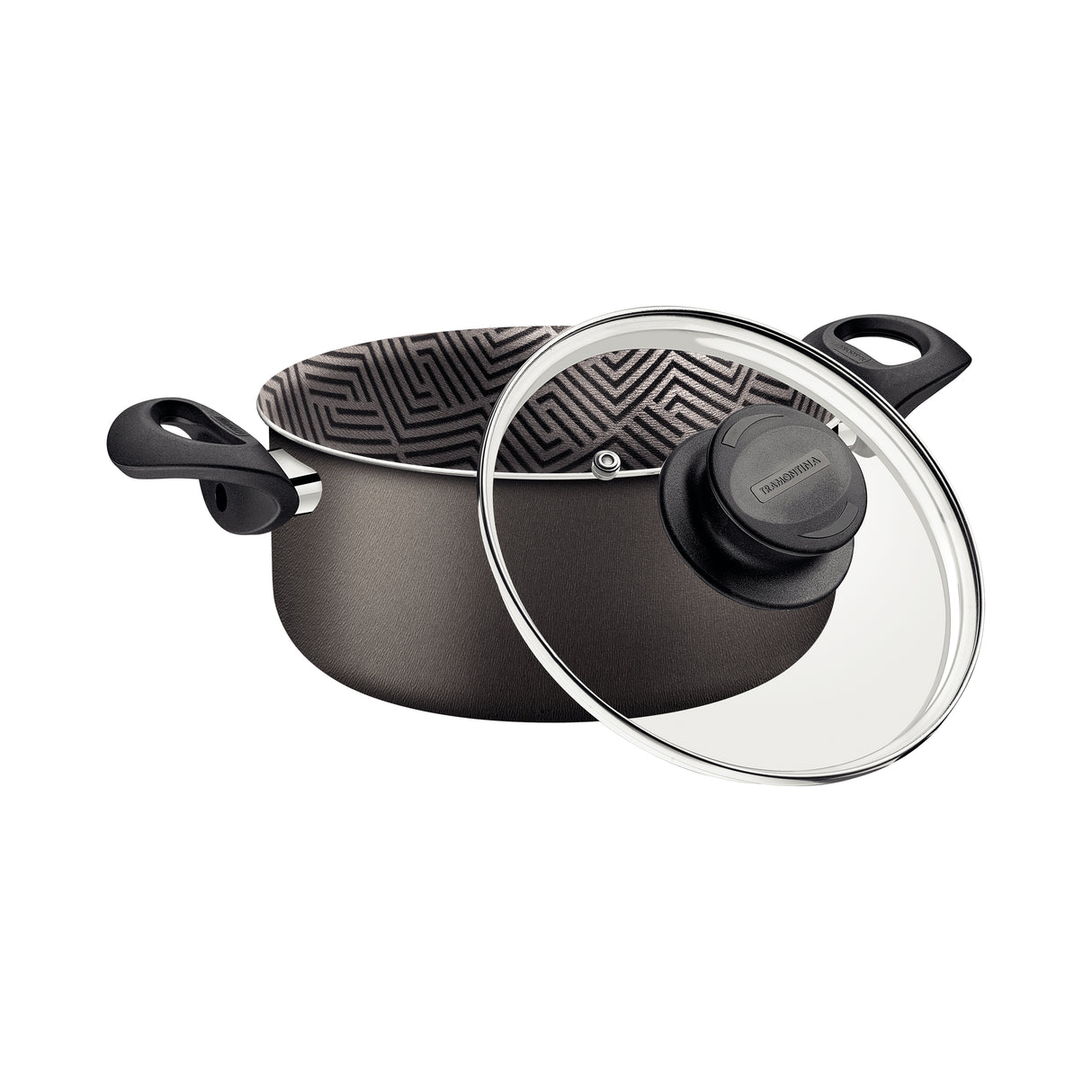 Tramontina Paris Aluminum Casserole with Interior and Exterior Starflon Max Lead Nonstick Coating with a Glass Lid, 22 cm 3,8 L