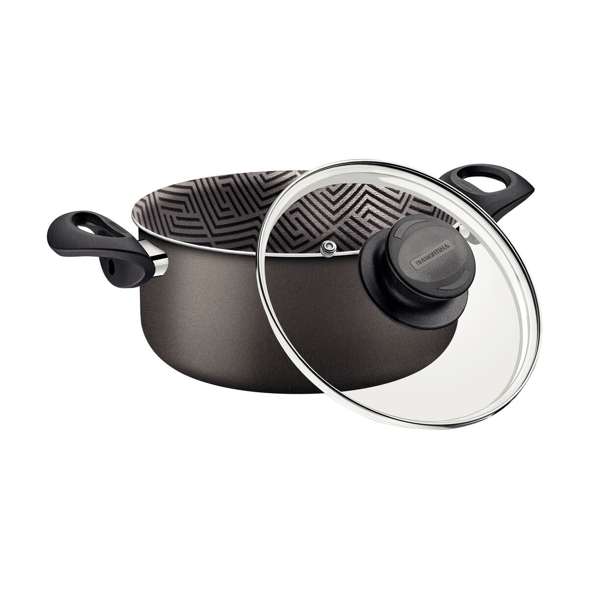 Tramontina Paris Aluminum Casserole with Interior and Exterior Starflon Max Lead Nonstick Coating with a Glass Lid, 24 cm 4,9 L