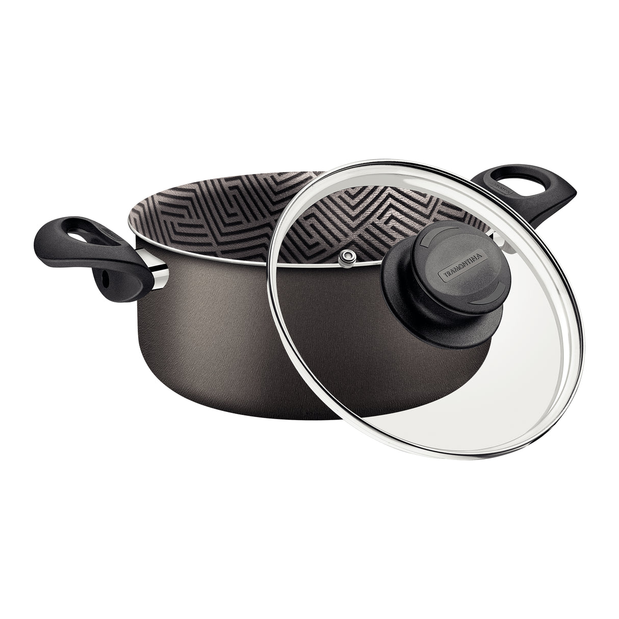 Tramontina Paris Aluminum Casserole with Interior and Exterior Starflon Max Lead Nonstick Coating with a Glass Lid, 26 cm 6,3 L