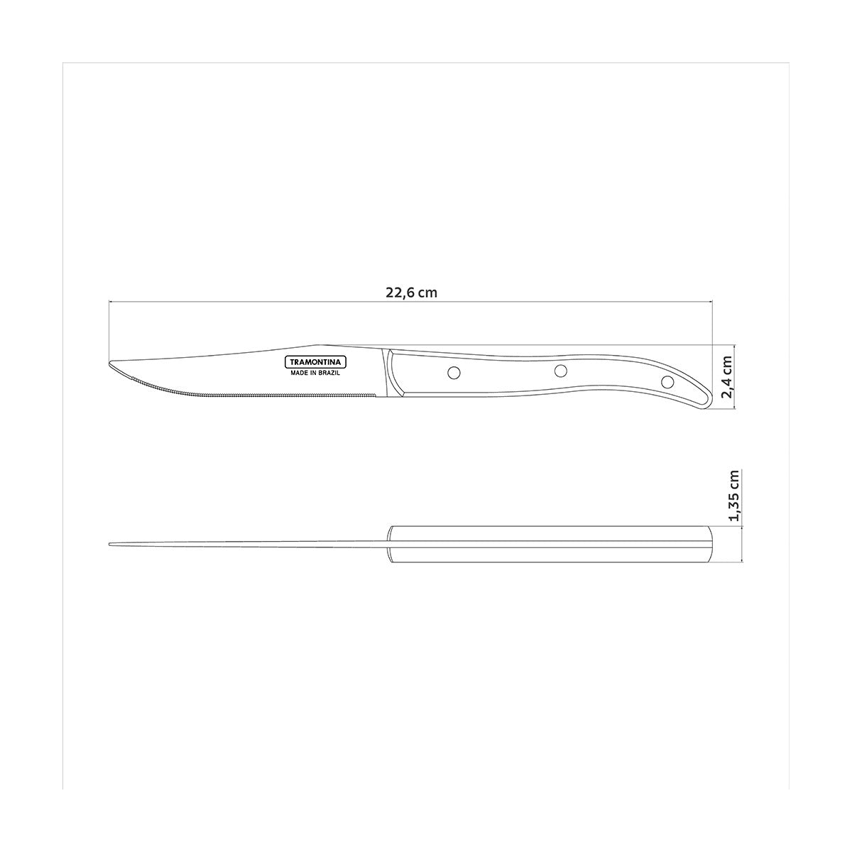 Tramontina Paisano Steak Knife with Stainless-Steel Blade and Treated Brown Polywood Handle 4"