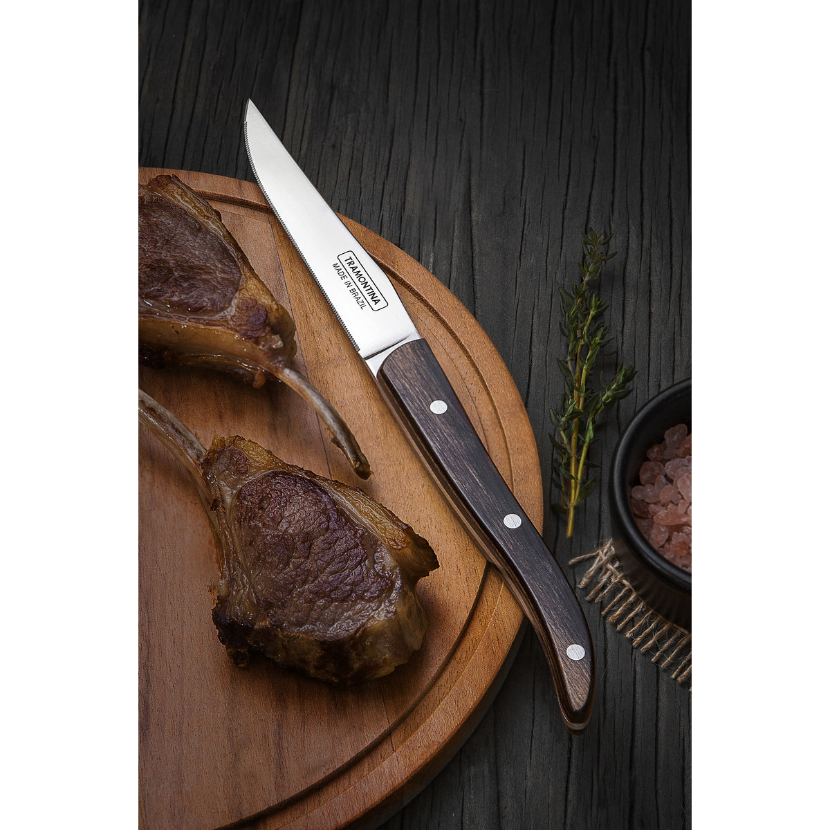 Tramontina Paisano Steak Knife with Stainless-Steel Blade and Treated Brown Polywood Handle 4"