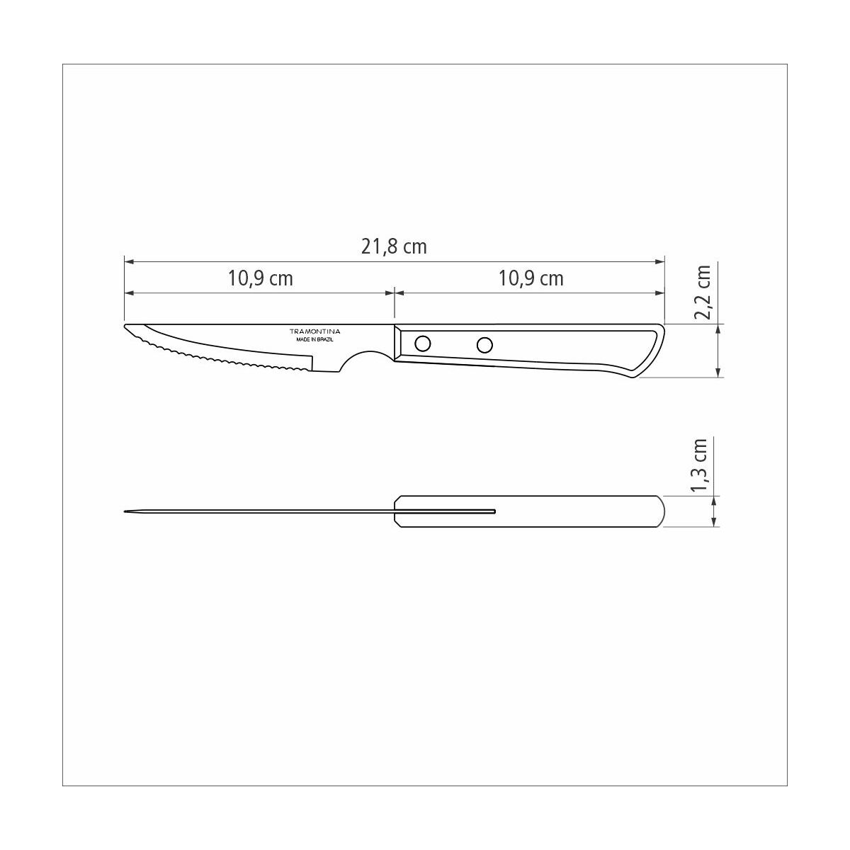 Tramontina Polywood 4" Steak Knife with Stainless-Steel Blade and Brown Treated Wood Handle