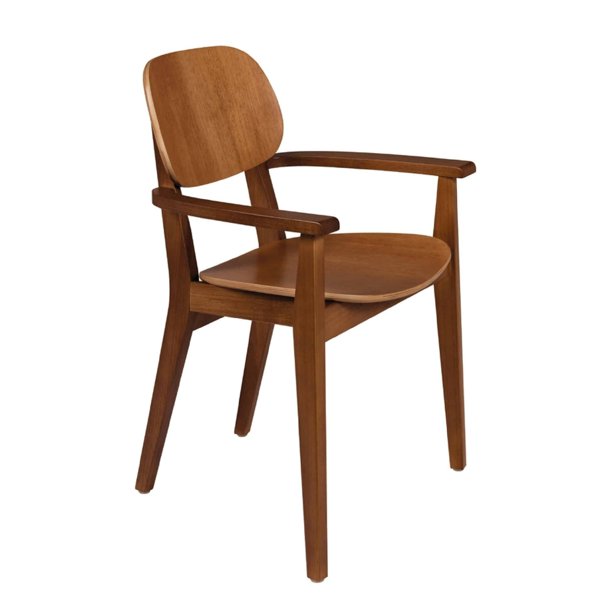 Tramontina London chair with arms, in almond-colored Tauari wood